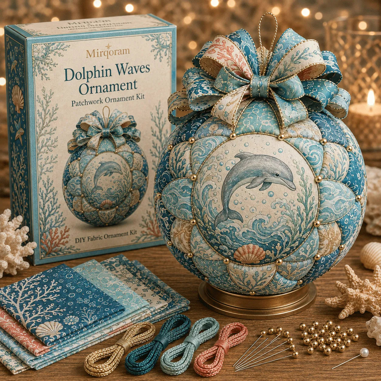 ⏳ Last Day 49% OFF – 🌊 Beginner-Friendly DIY Ocean Treasures Patchwork Ornament Kit Collection | Complete Kit with Coordinated Fabrics, Ornament Form, Coastal Accents & Step-by-Step Guide Included 💕
