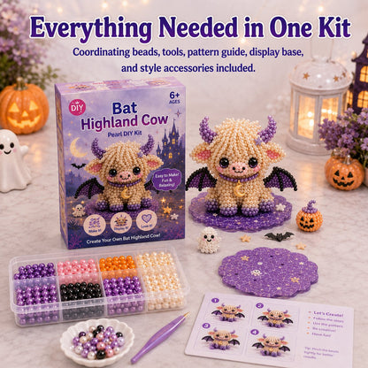⏳ Last Day 49% OFF – 🎃 Beginner-Friendly Halloween Highland Cow 3D Pearl Bead DIY Kit | Complete Kit with All Tools & Step-by-Step Guide Included 💕