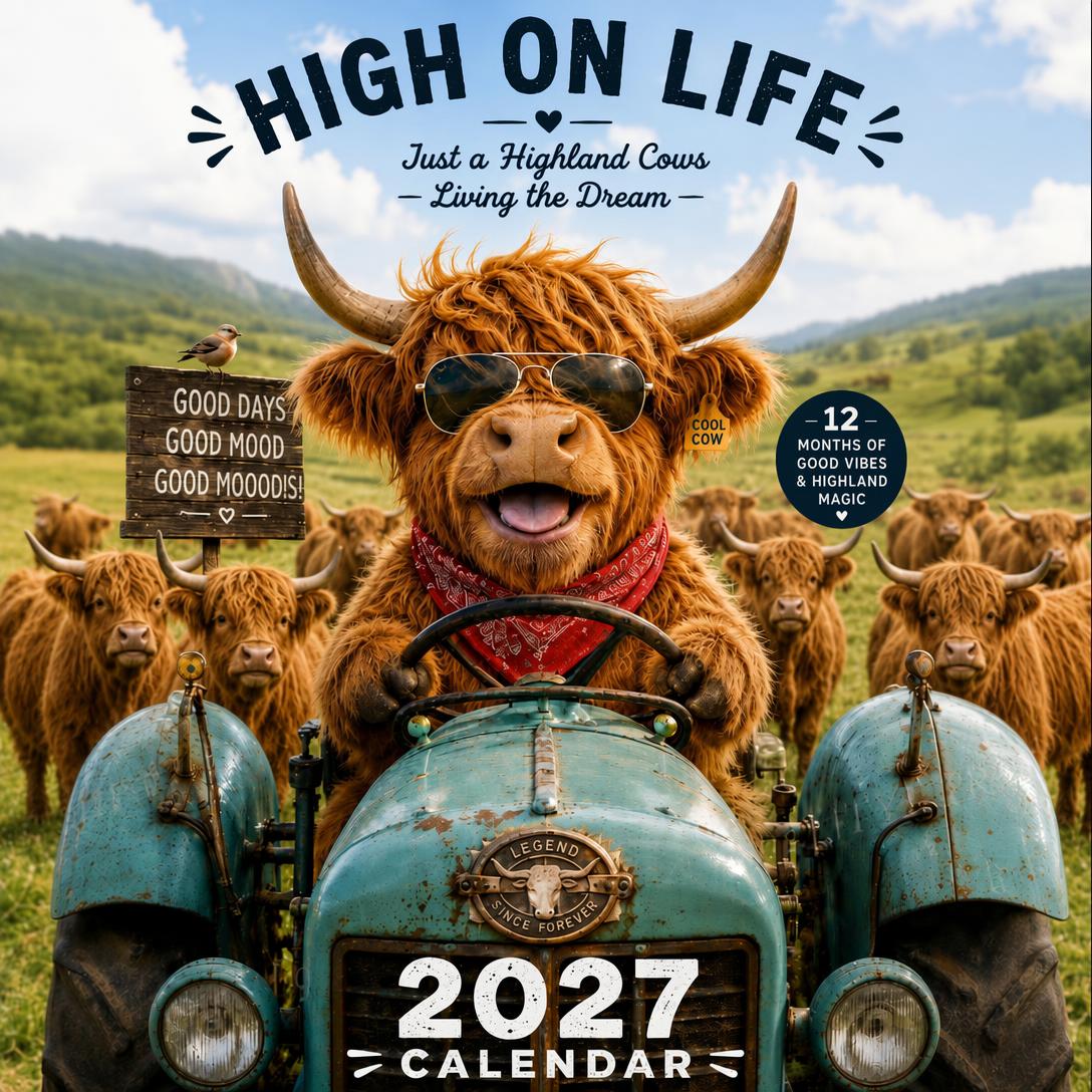 🔥 Hot Calendar Deal—🎁 2027 Funny Highland Cow Wall Calendar 🐮 | Gift for Cow Lovers