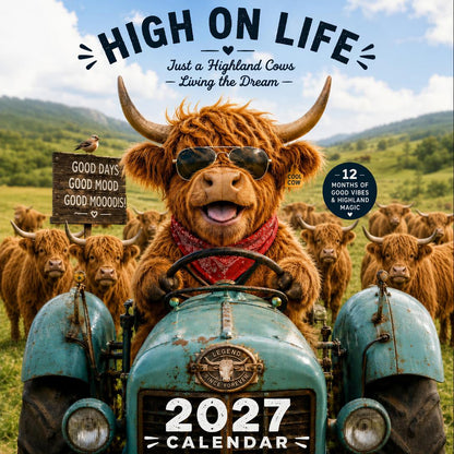🔥 Hot Calendar Deal—🎁 2027 Funny Highland Cow Wall Calendar 🐮 | Gift for Cow Lovers