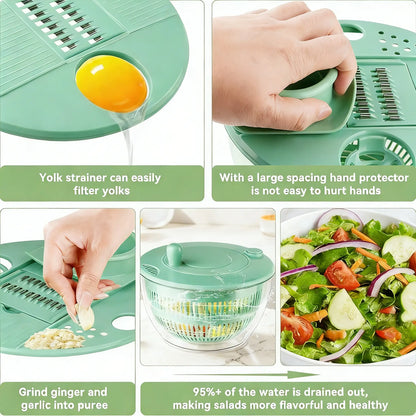 🥗 5-in-1 Salad Spinner Prep Bowl – Vegetable Washer & Slicer Set