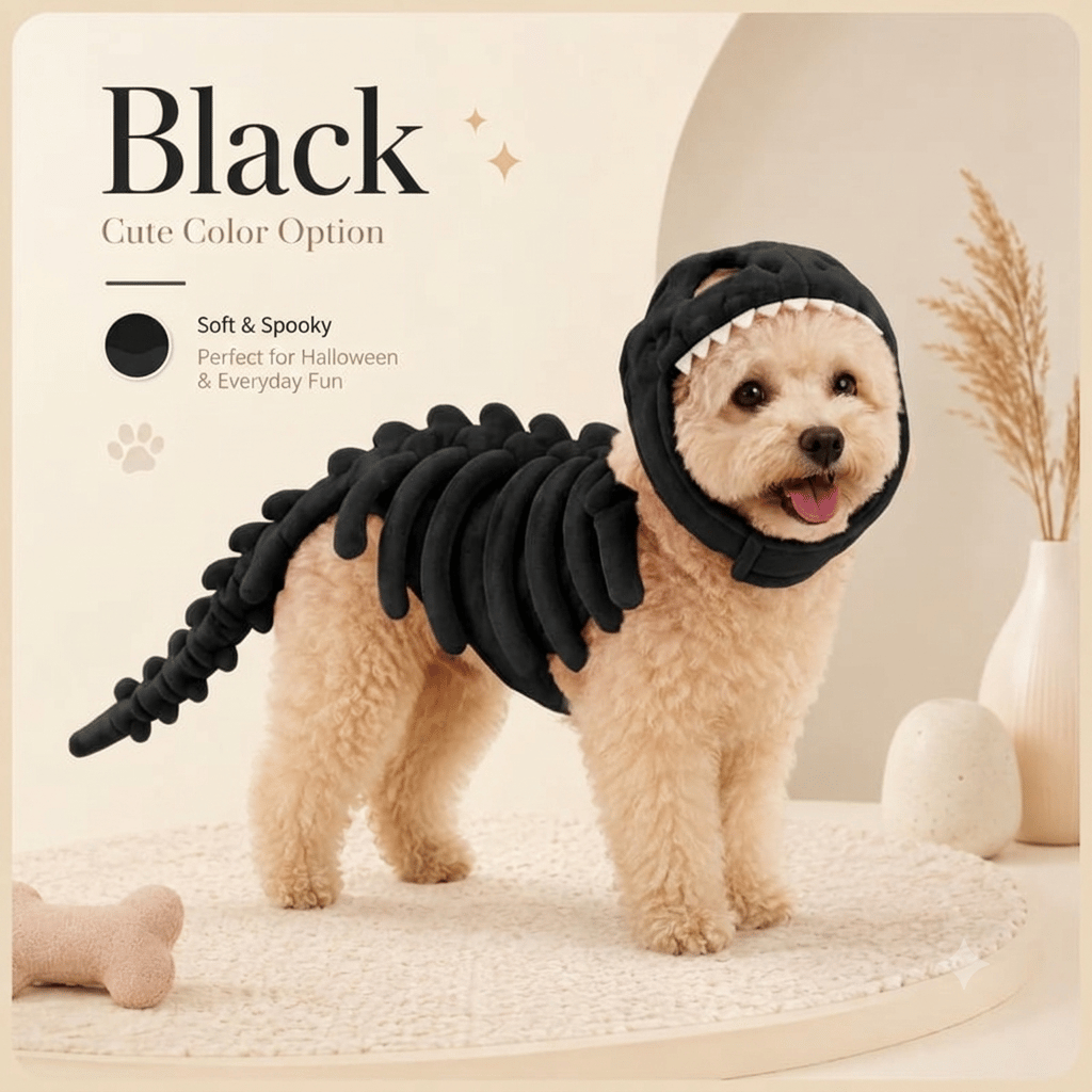 🦖 Glow In Dark Dinosaur Skeleton Dog Costume