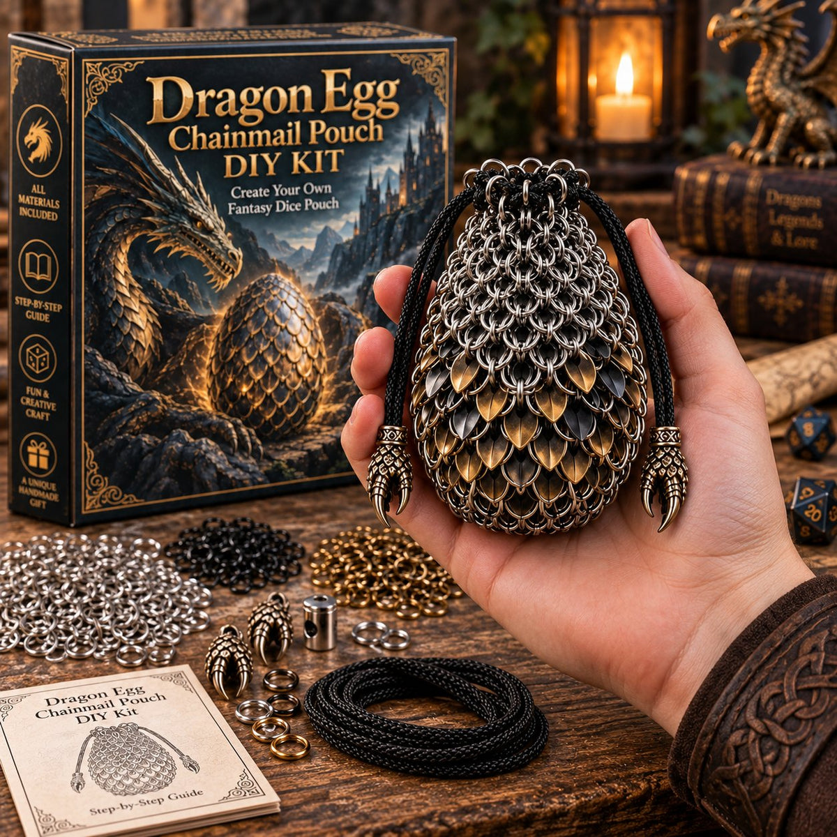 🔥Last Day 49% OFF - 🐉 Dragon Egg Chainmail Pouch DIY Kit