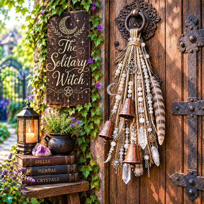 🔮 Witchy Door Charm – Celestial Bells & Crystal-Style Hanging Decor