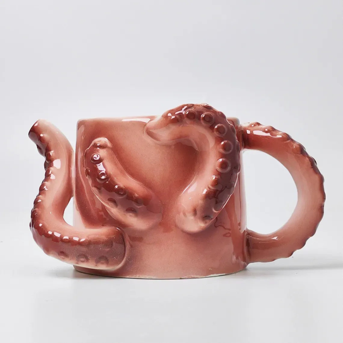 🐙 Pink Octopus Ceramic Mug – 3D Tentacle Design