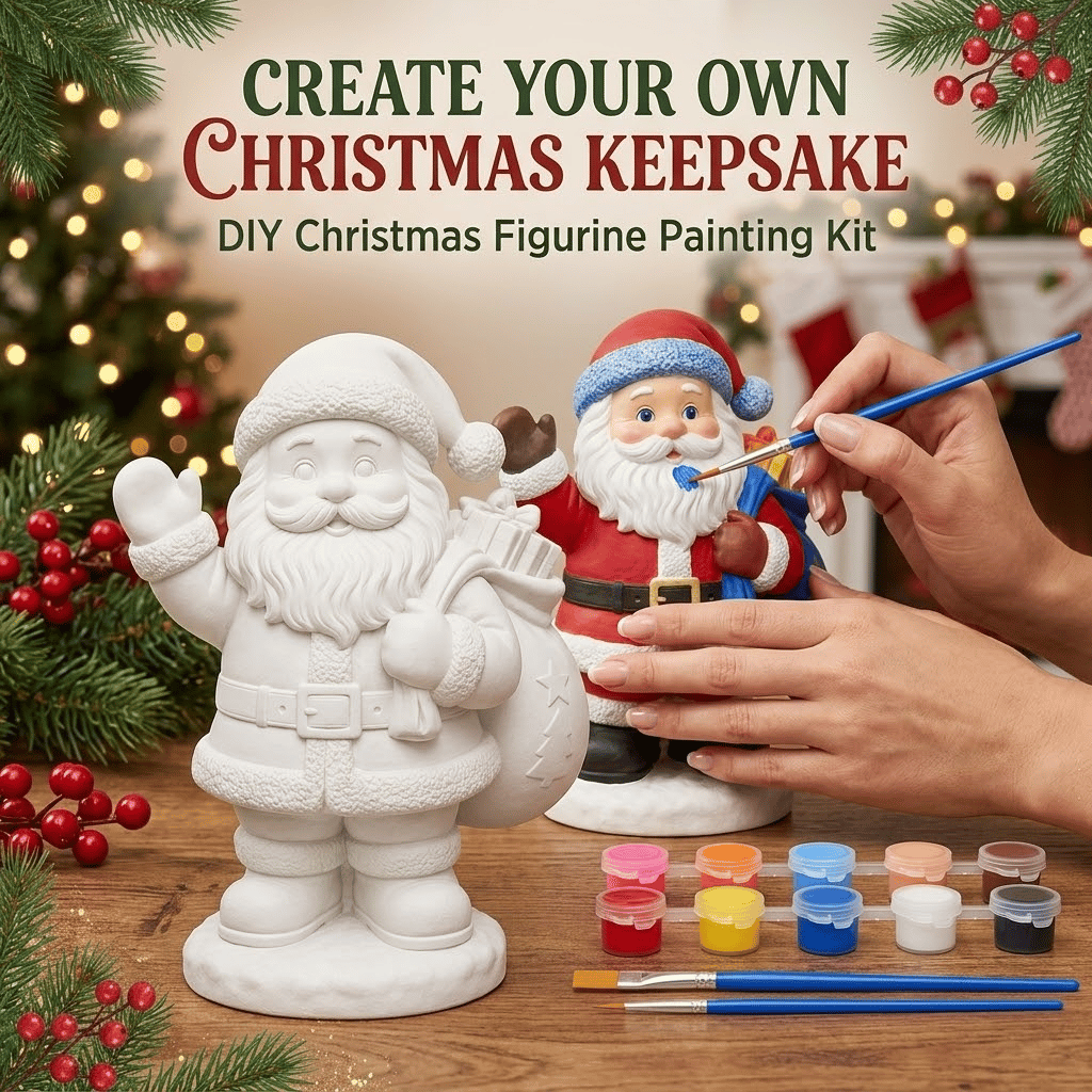 ⏳ Last Day 49% OFF – 🎨 Beginner-Friendly Christmas Paint-Your-Own Figurine Kit Collection | Complete Kit with Unpainted Figurine, Paints, Brushes & Mixing Palette Included 💕