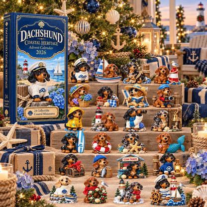Dachshund Coastal Advent Calendar 2026 – 24 Seaside Miniatures