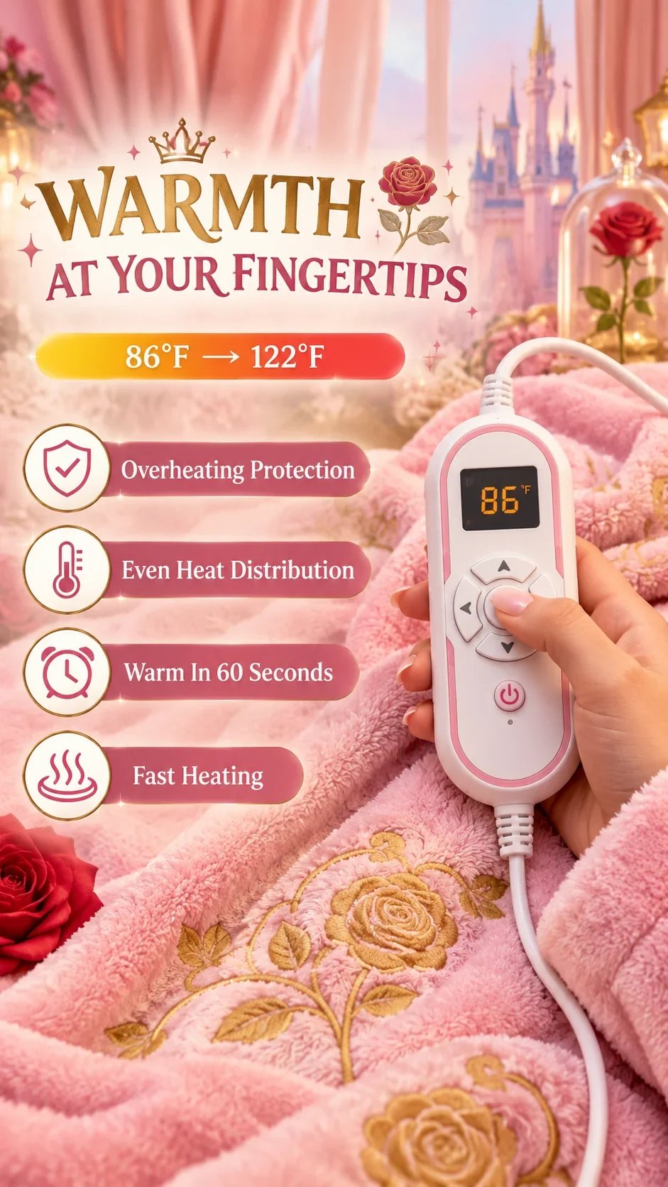 👑 CozyEverAfter™ Heated Princess Robe – Cozy warmth for cold days