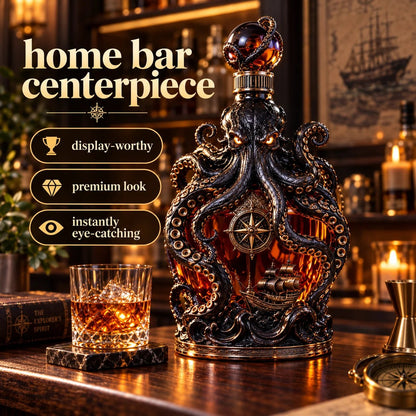 🐙 Dark Abyss Kraken Decanter | Sculpted Nautical Collector Bottle