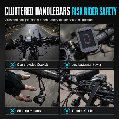 Bicycle handlebar extender – USB power supply, waterproof, and with two mounting options – extra space