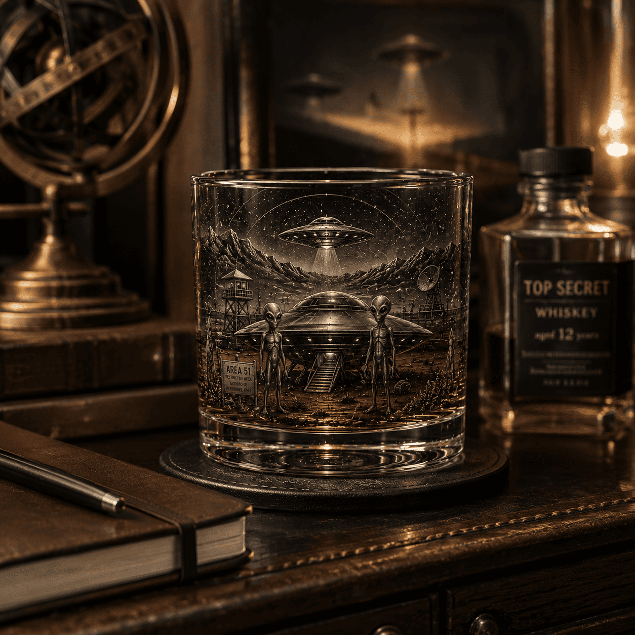 🛸 UFO Encounter Whiskey Glass — A Drink Beyond This World