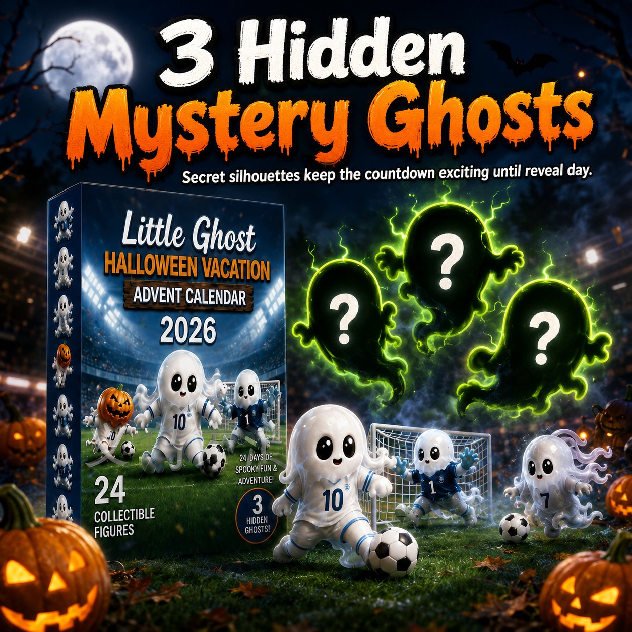 🔥 Last Day 49% OFF - 👻⚽ Little Ghost Soccer Halloween Advent Calendar 20266-📦buy-2-free-shipping
