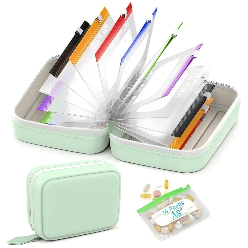 💊 14-Pouch Travel Pill Organizer – Waterproof Medicine & Vitamin Case