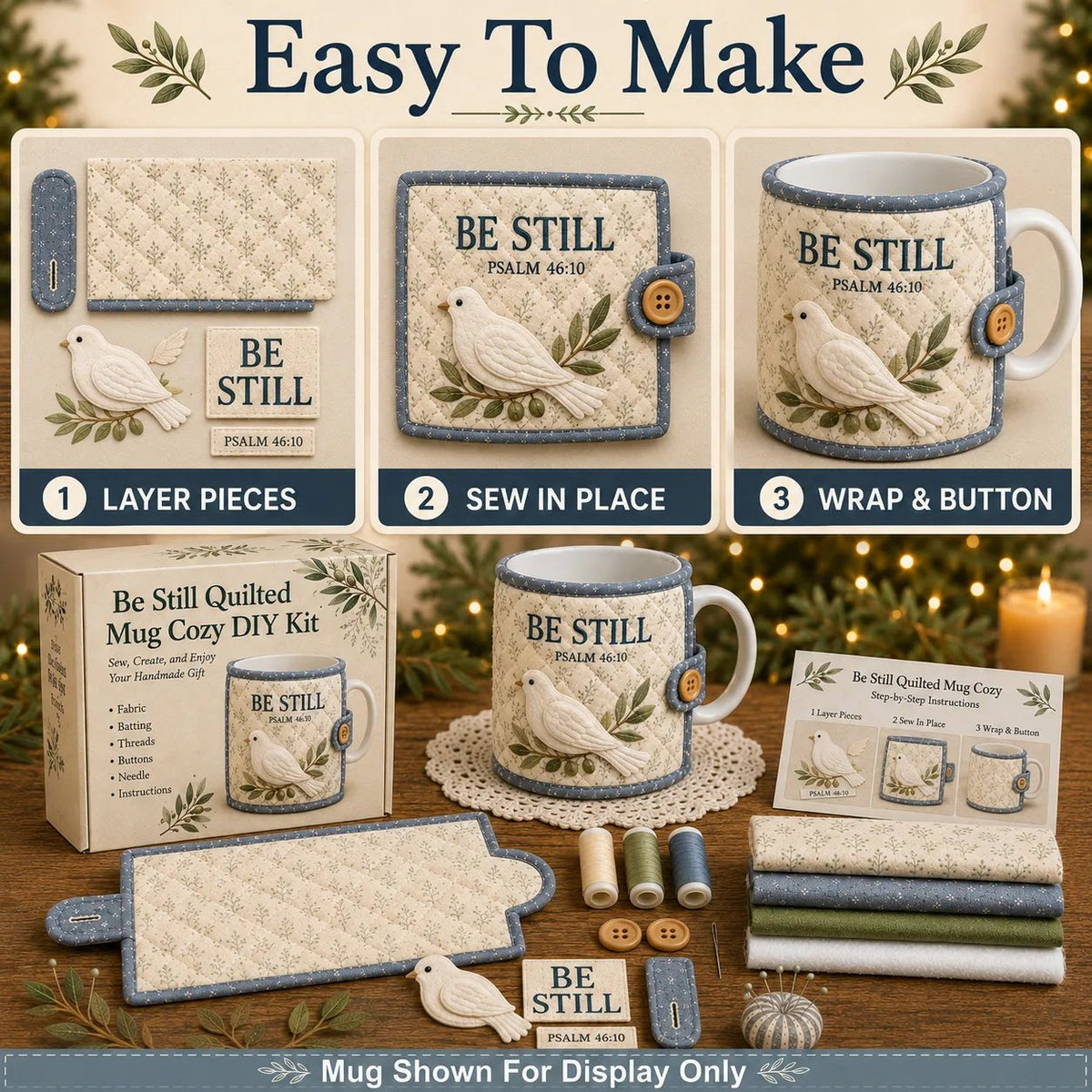 ✝️ Faith & Scripture Mug Cozy Sewing Kit