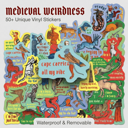 🎁Last Day Promotion 49% OFF🔥50‐Pack Medieval Meme Stickers – Extra‐Large, Waterproof, Peel & Stick