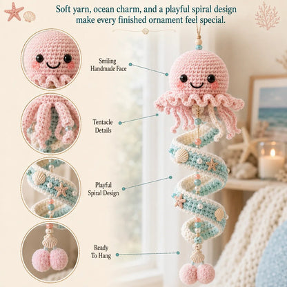 ⏳ Last Day 49% OFF – 🌊 Beginner-Friendly Ocean Animal Spiral Crochet Hanging Ornament Kit | Complete Kit with All Tools & Step-by-Step Guide Included 💕