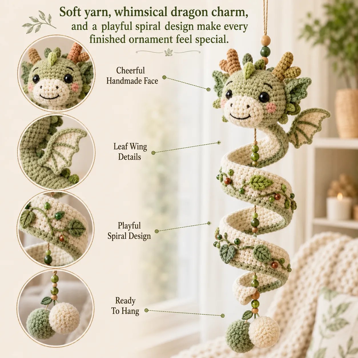 ⏳ Last Day 49% OFF – 🐉 Beginner-Friendly DIY Enchanted Dragon Spiral Hanging Ornament Kit | Complete Kit with All Tools & Step-by-Step Guide Included 💕