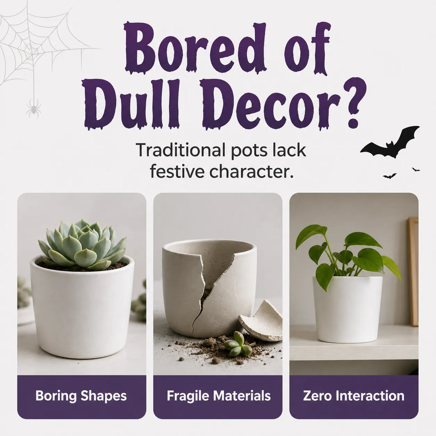Ordinary plant pots compared with character decor
