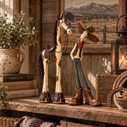 🤠🐴 Whimsical Western Cowboy & Horse Figurines