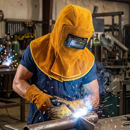 ⭐⚡50% OFF!✨Heavy‑Duty Welding Mask with Neck & Shoulder Cover, Flip‑Up Dual Lens, Rivet‑Reinforced Welding Hood ✨