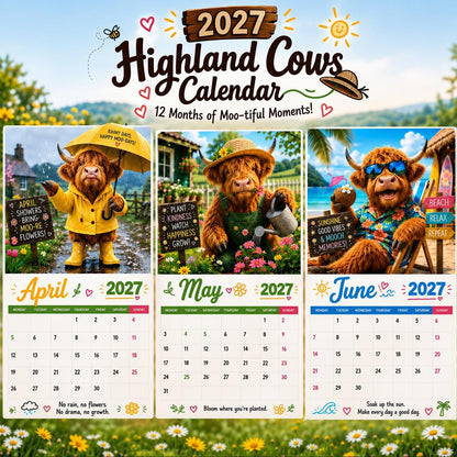 🔥 Hot Calendar Deal—🎁 2027 Funny Highland Cow Wall Calendar 🐮 | Gift for Cow Lovers