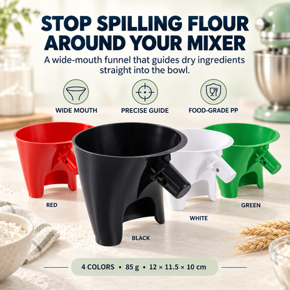 Stand Mixer Flour Funnel – Mess-Free Wide-Mouth Ingredient Guide for Home Baking