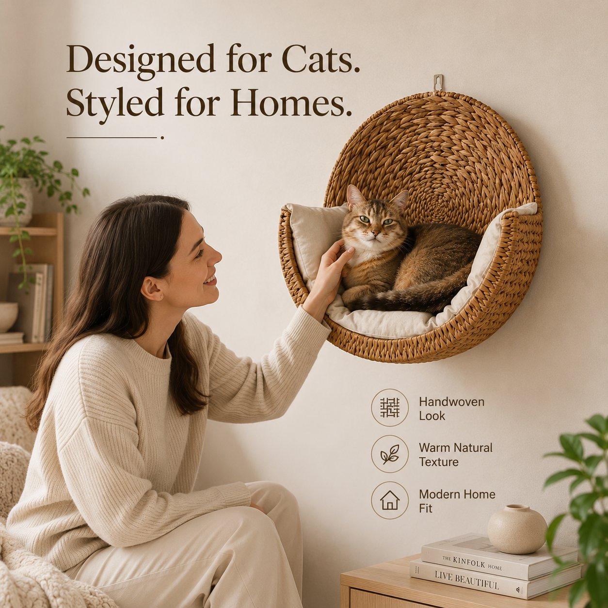 🐱 Purrfectly Cozy Handwoven Hanging Cat Bed