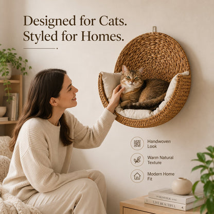 🐱 Purrfectly Cozy Handwoven Hanging Cat Bed