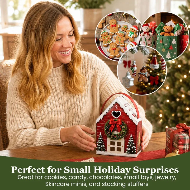 Christmas House Gift Box – Festive Handled Holiday Packaging