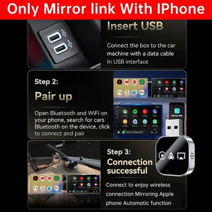 Android 2026 Upgrade 3 in 1 Screen Mirror  Phone, wired to wireless Carplay adapter