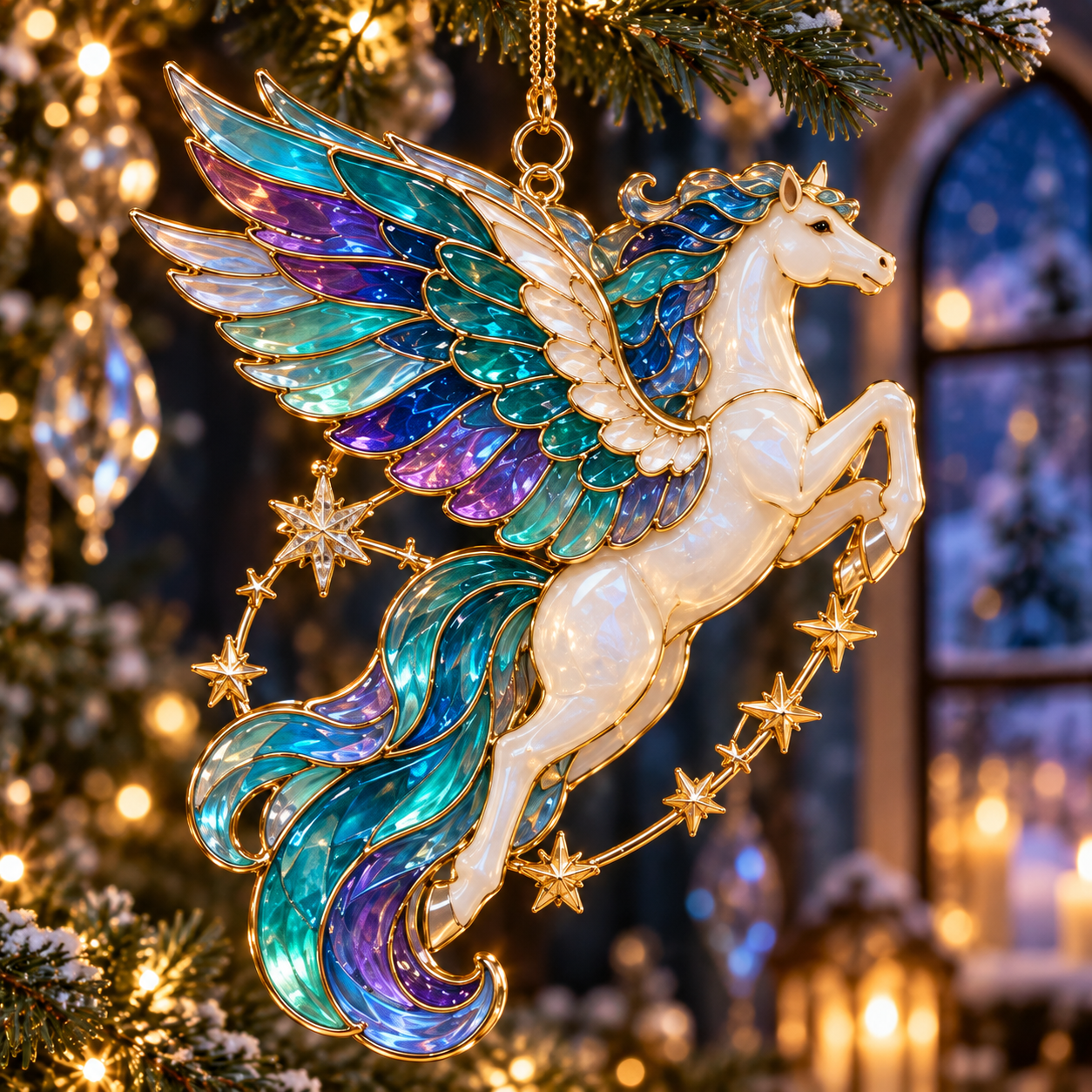 Celestial Aurora Pegasus ornament