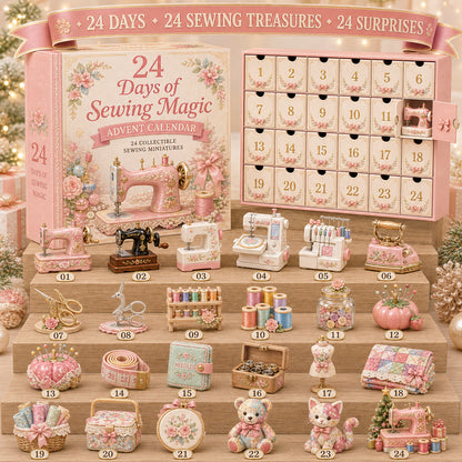 24 Days of Sewing Magic Advent Calendar – 24 Collectible Sewing Miniatures for Crafters, Quilters & Sewing Lovers