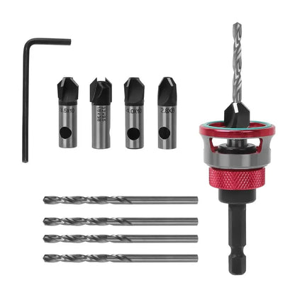 Adjustable Countersink Drill Bit Depth Stop Kit  | 4-Flute Wood Drilling Bits