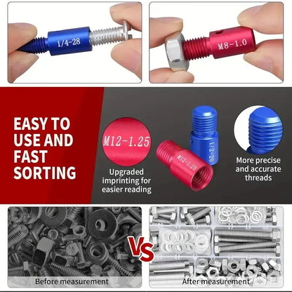 Detachable Nut & Bolt Size Gauge, 26 Male & Female Gauges