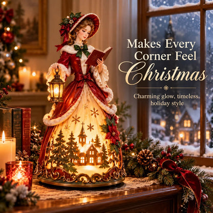 🎄 Victorian Christmas Caroler Lady Lamp | Lighted Tabletop Decor