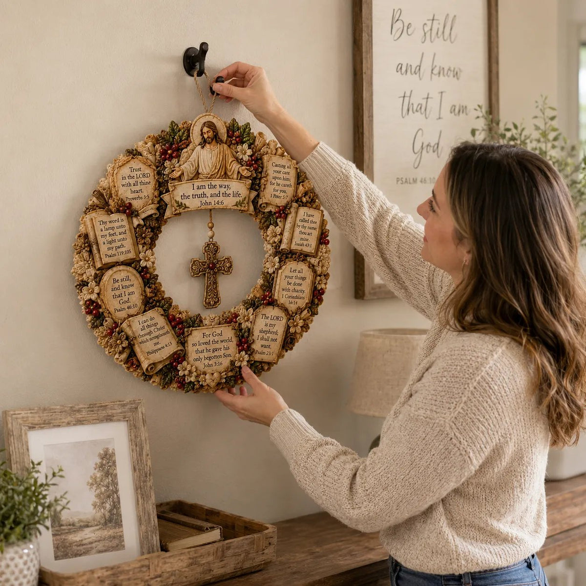Christian Scripture Wreath Collection – Wood Faith-Inspired Décor