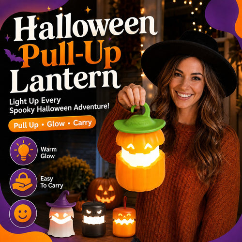 ⏳ Last Day 49% OFF – 🎃 Halloween Pull-Up Light-Up Lantern Collection | Collapsible Character Design with Glowing Center, Carry Loop & Compact Telescoping Body 👻✨