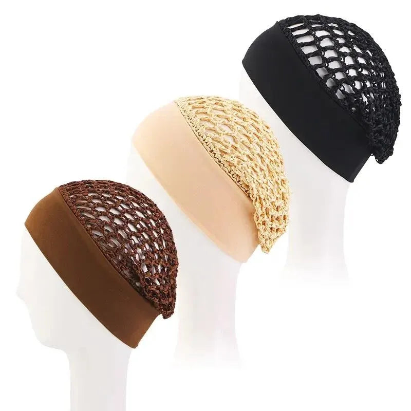 🌹🌙 3-Piece Stretchy Wide-Edge Sleeping Cap Set