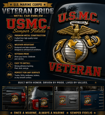 🇺🇸 Last Day Promo: 49% OFF 🎖️U.S. Marine Corps Veteran Car Emblem Metal Badge🔥Buy 2 Free Shipping Today✈️