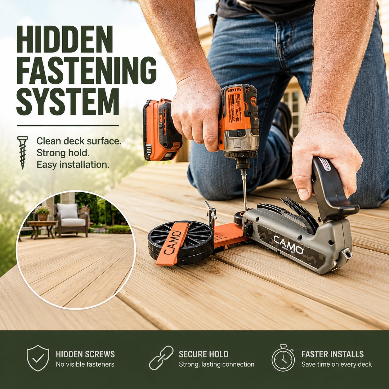 Deck Tool for Edge Fastening Installation, 1/16" Spacing, Fits 5-1/4-5-3/4" Wood Decking