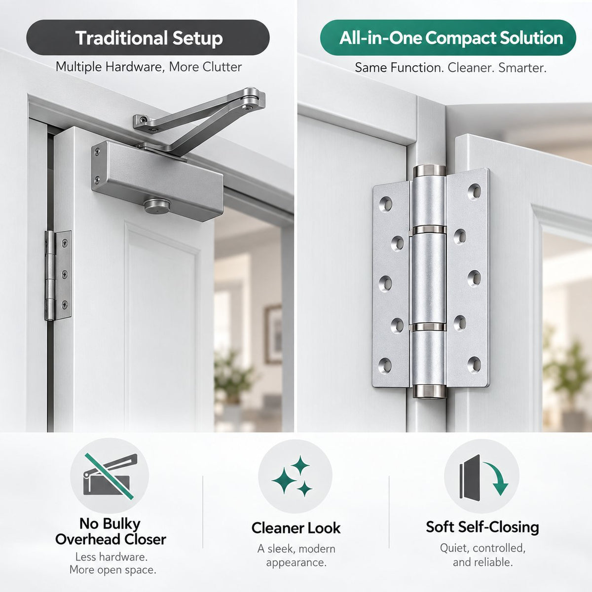 🚪 5' Hydraulic Self-Closing Door Hinge — Dual-Adjustable Soft-Close Design
