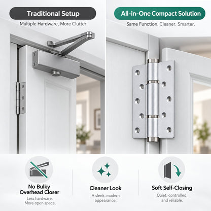🚪 5' Hydraulic Self-Closing Door Hinge — Dual-Adjustable Soft-Close Design