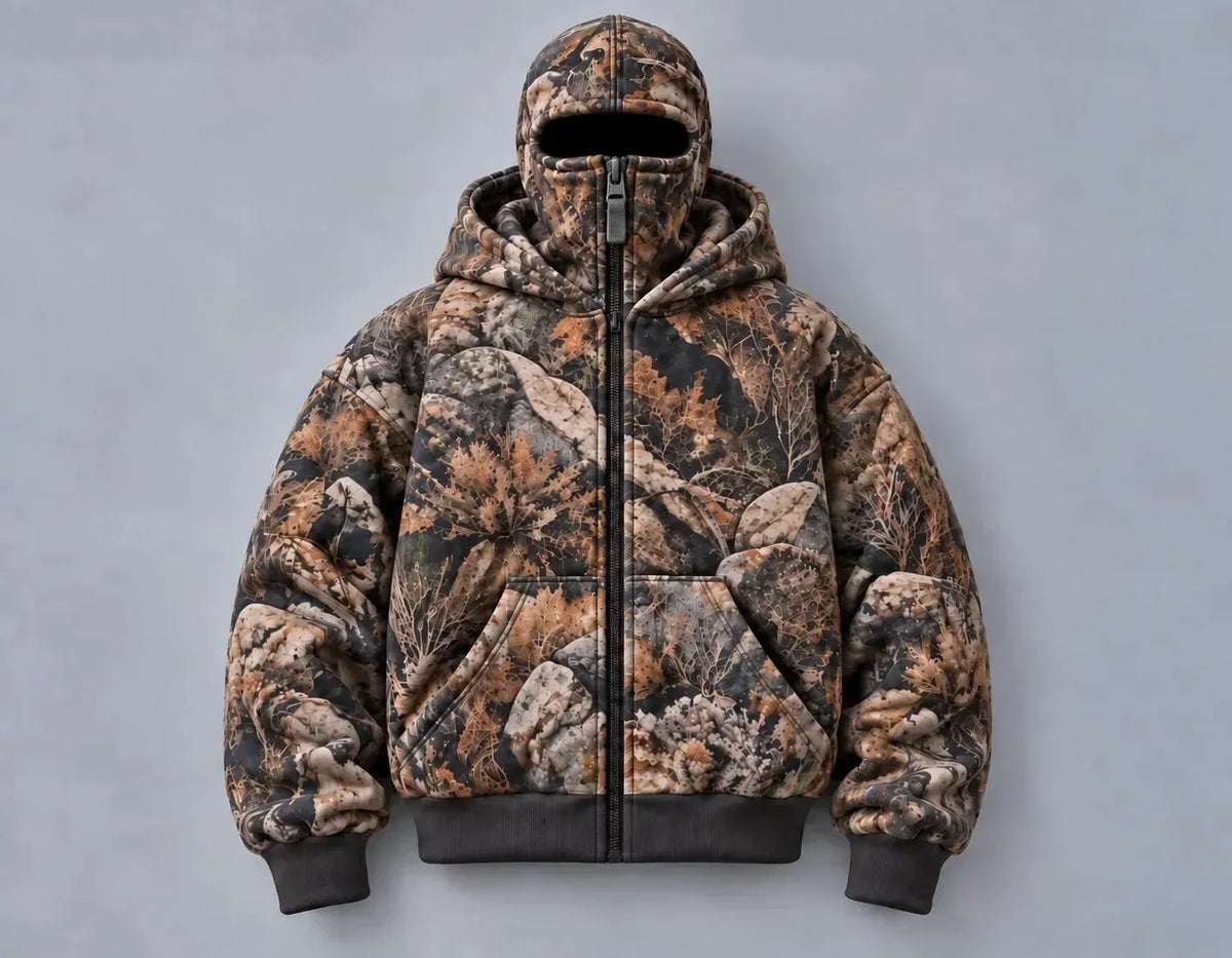 🦌 HunterZip Hunting Hoodie – Built-In Face Mask for Cold-Weather Adventures