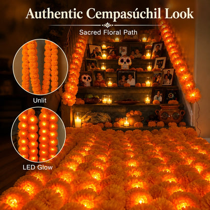 🕯️LED Marigold Cempasúchil Garland for Día de Muertos