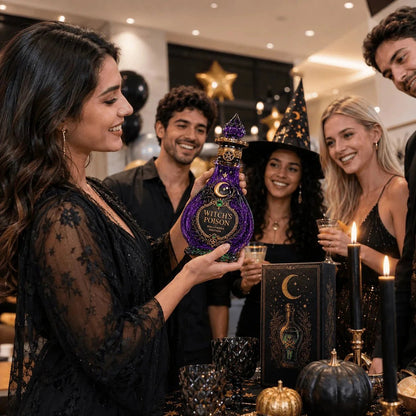 🔮 Witch-Inspired Mystical Crescent Moon Liquor Bottle