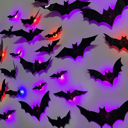 🦇 3D Flashing LED Bat Wall Stickers Set 🎃