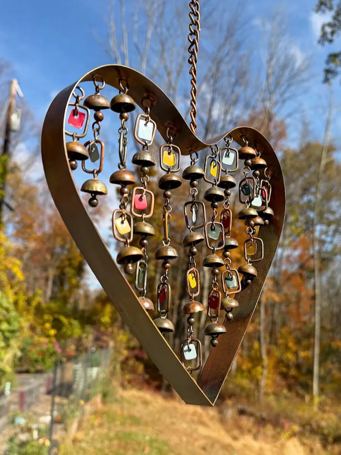 💖 Heart Wind Chime – Handcrafted Metal Garden Ornament