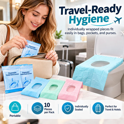 Disposable Waterproof Toilet Seat Covers | Individually Wrapped Travel Hygiene Liners