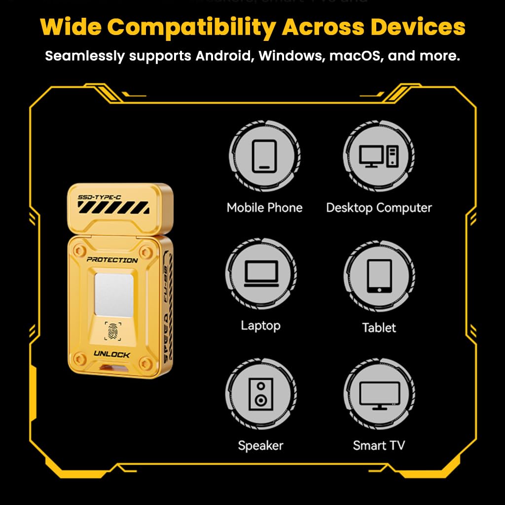 EAGET FU80 USB-C & USB-A Pen Drive, Flash Drive, 560MB/s, Fingerprint Encryption, Metal Casing, Solid State, Plug & Play, Secure Storage