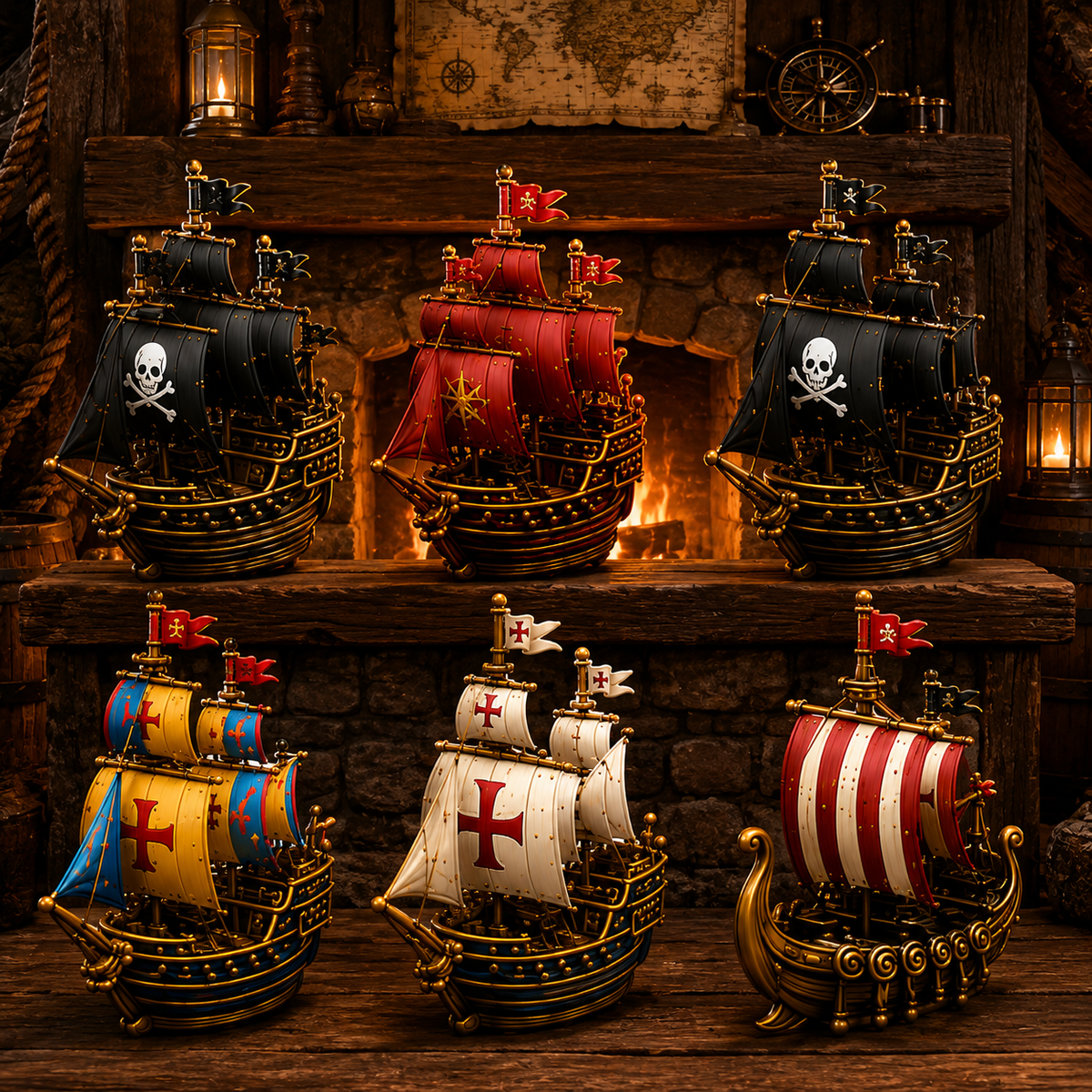 Miniature pirate ships